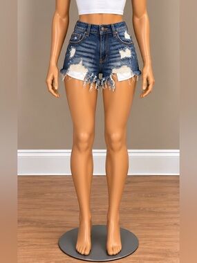 AP Blue Aphrodite High Rise Distressed Dark Wash Denim Shorts S NWOT